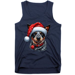 Cattle Dog With Santa Hat Tank Top