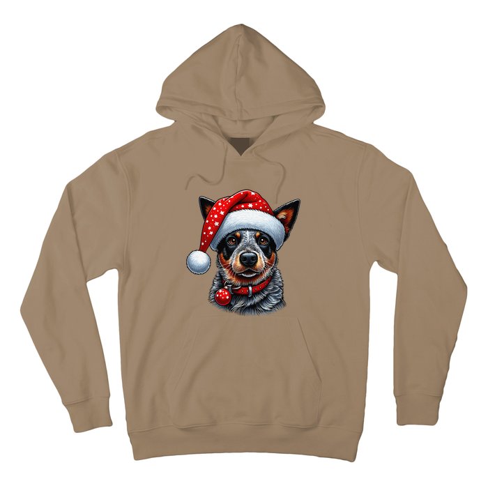 Cattle Dog With Santa Hat Hoodie