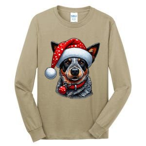 Cattle Dog With Santa Hat Tall Long Sleeve T-Shirt