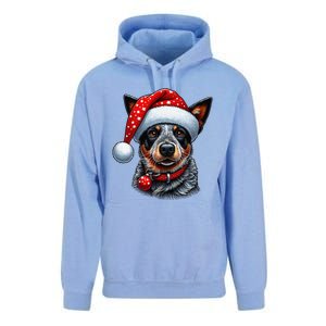 Cattle Dog With Santa Hat Unisex Surf Hoodie