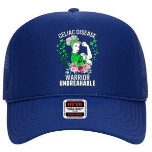 Celiac Disease Warrior Unbreakable Awareness Strong Gift High Crown Mesh Back Trucker Hat