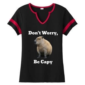 Capybara DonT Worry Be Capy Ladies Halftime Notch Neck Tee