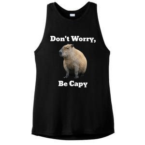 Capybara DonT Worry Be Capy Ladies PosiCharge Tri-Blend Wicking Tank