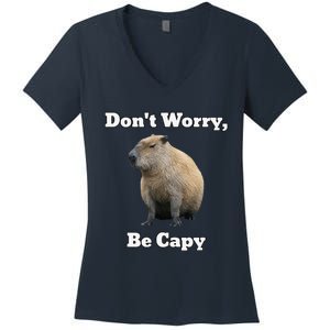 Capybara DonT Worry Be Capy Women's V-Neck T-Shirt