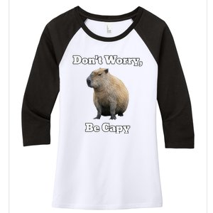 Capybara DonT Worry Be Capy Women's Tri-Blend 3/4-Sleeve Raglan Shirt