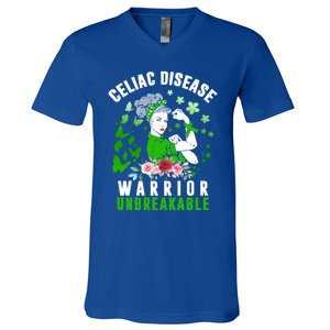 Celiac Disease Warrior Unbreakable Awareness Strong Cute Gift V-Neck T-Shirt