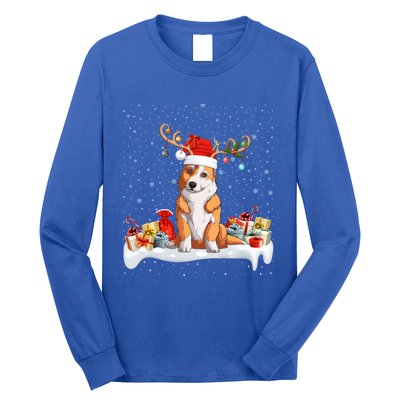 Corgi Dog Xmas Lights Reindeer Santa Corgi Christmas Gift Long Sleeve Shirt