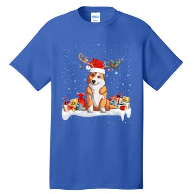 Corgi Dog Xmas Lights Reindeer Santa Corgi Christmas Gift Tall T-Shirt