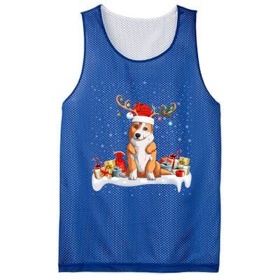 Corgi Dog Xmas Lights Reindeer Santa Corgi Christmas Gift Mesh Reversible Basketball Jersey Tank