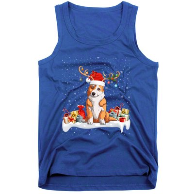 Corgi Dog Xmas Lights Reindeer Santa Corgi Christmas Gift Tank Top