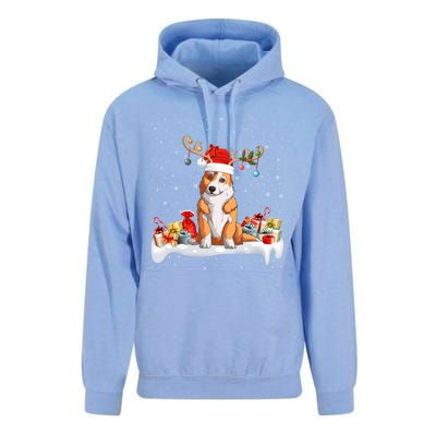 Corgi Dog Xmas Lights Reindeer Santa Corgi Christmas Gift Unisex Surf Hoodie