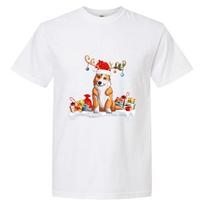 Corgi Dog Xmas Lights Reindeer Santa Corgi Christmas Gift Garment-Dyed Heavyweight T-Shirt