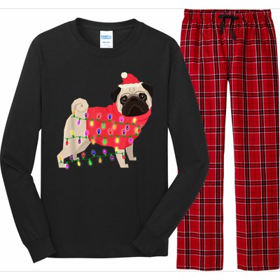 Christmas Dog Xmas Lights Long Sleeve Pajama Set