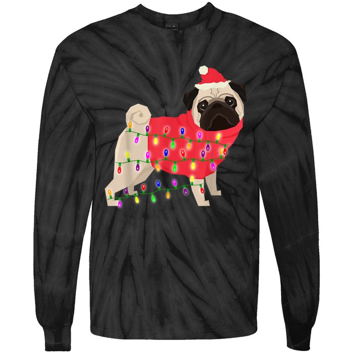 Christmas Dog Xmas Lights Tie-Dye Long Sleeve Shirt