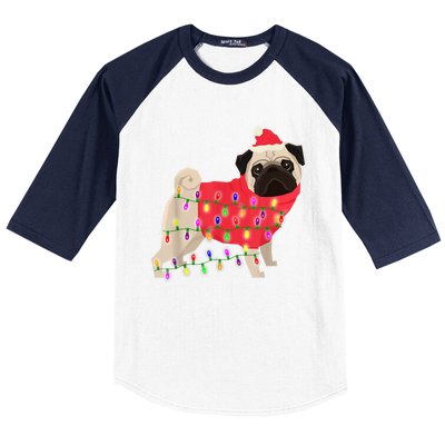 Christmas Dog Xmas Lights Baseball Sleeve Shirt