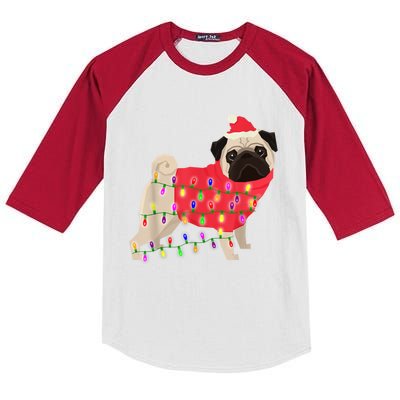 Christmas Dog Xmas Lights Kids Colorblock Raglan Jersey