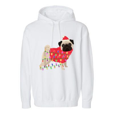 Christmas Dog Xmas Lights Garment-Dyed Fleece Hoodie