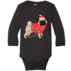 Christmas Dog Xmas Lights Baby Long Sleeve Bodysuit