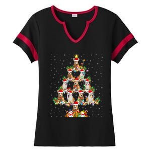 Corgi Dog Xmas Lighting Santa Corgi Christmas Tree Cute Gift Ladies Halftime Notch Neck Tee