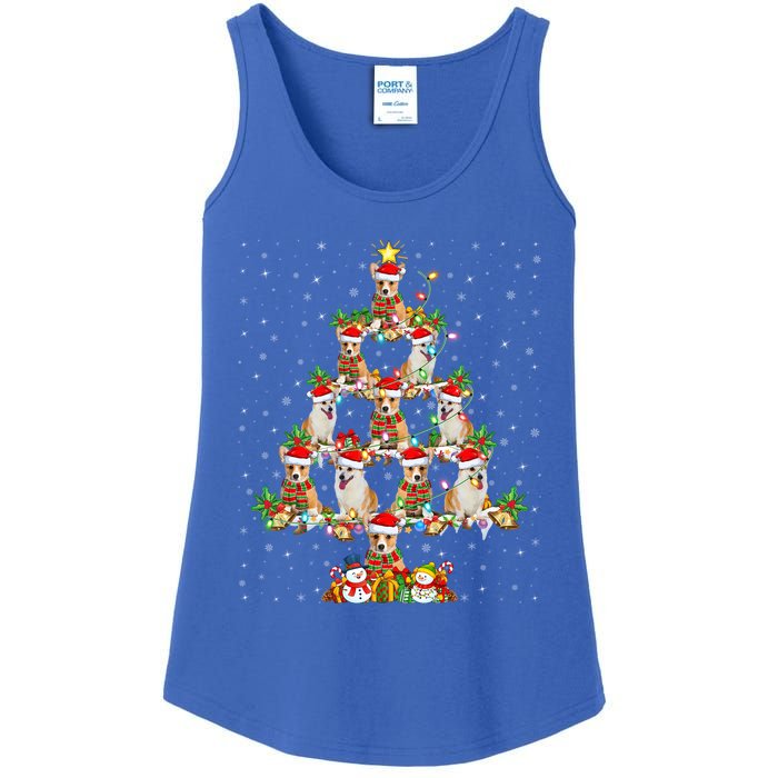 Corgi Dog Xmas Lighting Santa Corgi Christmas Tree Cute Gift Ladies Essential Tank