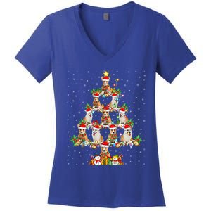 Corgi Dog Xmas Lighting Santa Corgi Christmas Tree Cute Gift Women's V-Neck T-Shirt