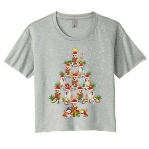 Corgi Dog Xmas Lighting Santa Corgi Christmas Tree Cute Gift Women's Crop Top Tee