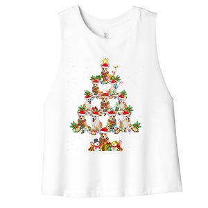 Corgi Dog Xmas Lighting Santa Corgi Christmas Tree Cute Gift Women's Racerback Cropped Tank