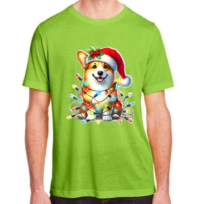 Corgi Dog X Christmas Lights Raglan Baseball Adult ChromaSoft Performance T-Shirt