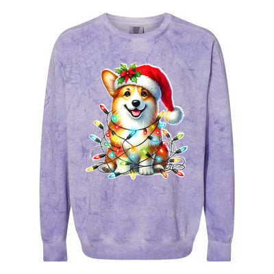 Corgi Dog X Christmas Lights Raglan Baseball Colorblast Crewneck Sweatshirt