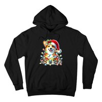 Corgi Dog X Christmas Lights Raglan Baseball Hoodie