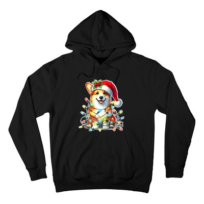 Corgi Dog X Christmas Lights Raglan Baseball Hoodie