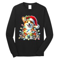 Corgi Dog X Christmas Lights Raglan Baseball Long Sleeve Shirt