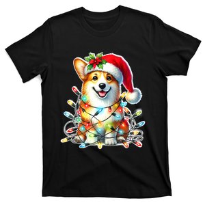 Corgi Dog X Christmas Lights Raglan Baseball T-Shirt