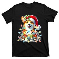 Corgi Dog X Christmas Lights Raglan Baseball T-Shirt