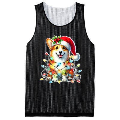 Corgi Dog X Christmas Lights Raglan Baseball Mesh Reversible Basketball Jersey Tank