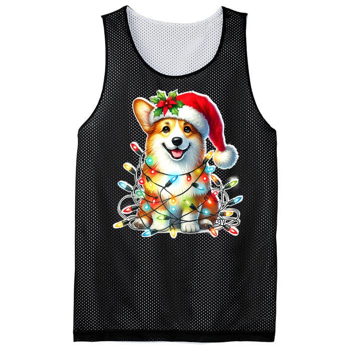 Corgi Dog X Christmas Lights Raglan Baseball Mesh Reversible Basketball Jersey Tank