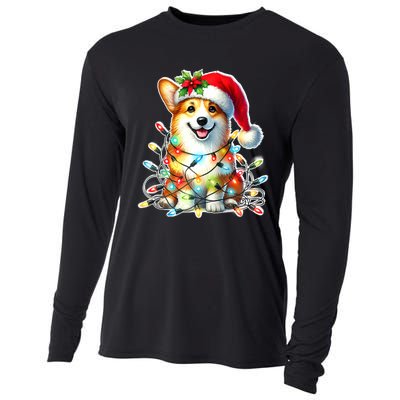 Corgi Dog X Christmas Lights Raglan Baseball Cooling Performance Long Sleeve Crew