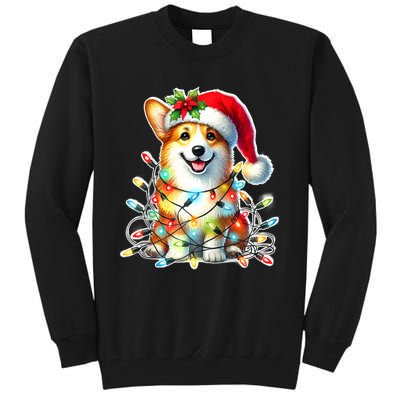 Corgi Dog X Christmas Lights Raglan Baseball Tall Sweatshirt