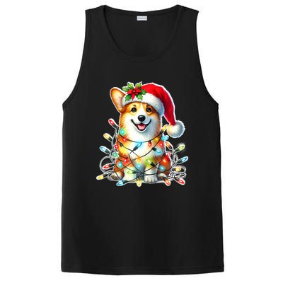 Corgi Dog X Christmas Lights Raglan Baseball PosiCharge Competitor Tank