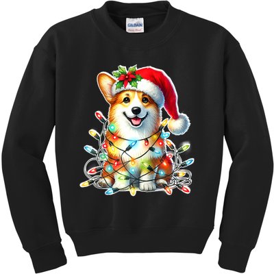 Corgi Dog X Christmas Lights Raglan Baseball Kids Sweatshirt