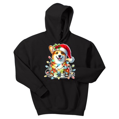 Corgi Dog X Christmas Lights Raglan Baseball Kids Hoodie