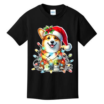 Corgi Dog X Christmas Lights Raglan Baseball Kids T-Shirt