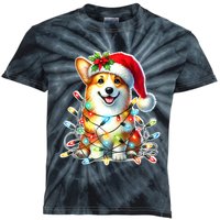 Corgi Dog X Christmas Lights Raglan Baseball Kids Tie-Dye T-Shirt