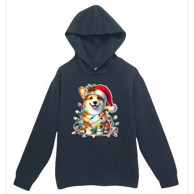 Corgi Dog X Christmas Lights Raglan Baseball Urban Pullover Hoodie