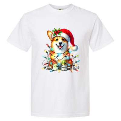 Corgi Dog X Christmas Lights Raglan Baseball Garment-Dyed Heavyweight T-Shirt