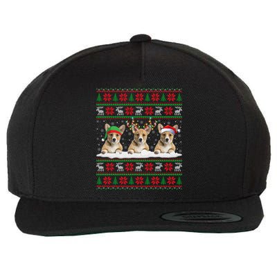 Corgi Dog Xmas Sweater Style Ugly Santa Corgi Christmas Gift Wool Snapback Cap