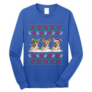 Corgi Dog Xmas Sweater Style Ugly Santa Corgi Christmas Gift Long Sleeve Shirt