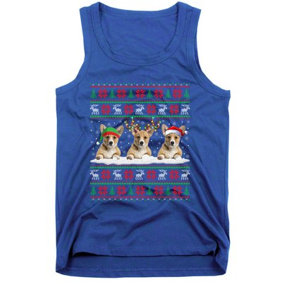 Corgi Dog Xmas Sweater Style Ugly Santa Corgi Christmas Gift Tank Top