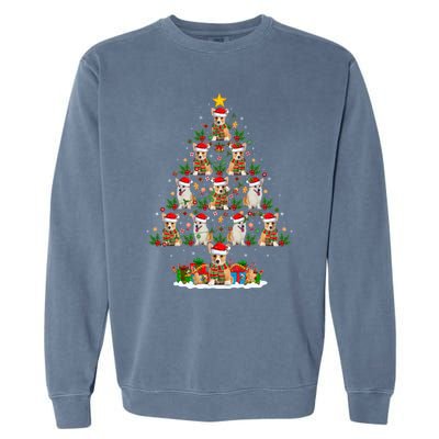 Corgi Dog Xmas Tree Lights Santa Corgi Christmas Cool Gift Garment-Dyed Sweatshirt