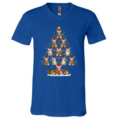 Corgi Dog Xmas Tree Lights Santa Corgi Christmas Cool Gift V-Neck T-Shirt